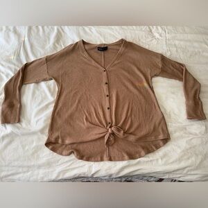 Abercrombie & Fitch: Soft A&f Cozy Women's Tan Button-Down Top